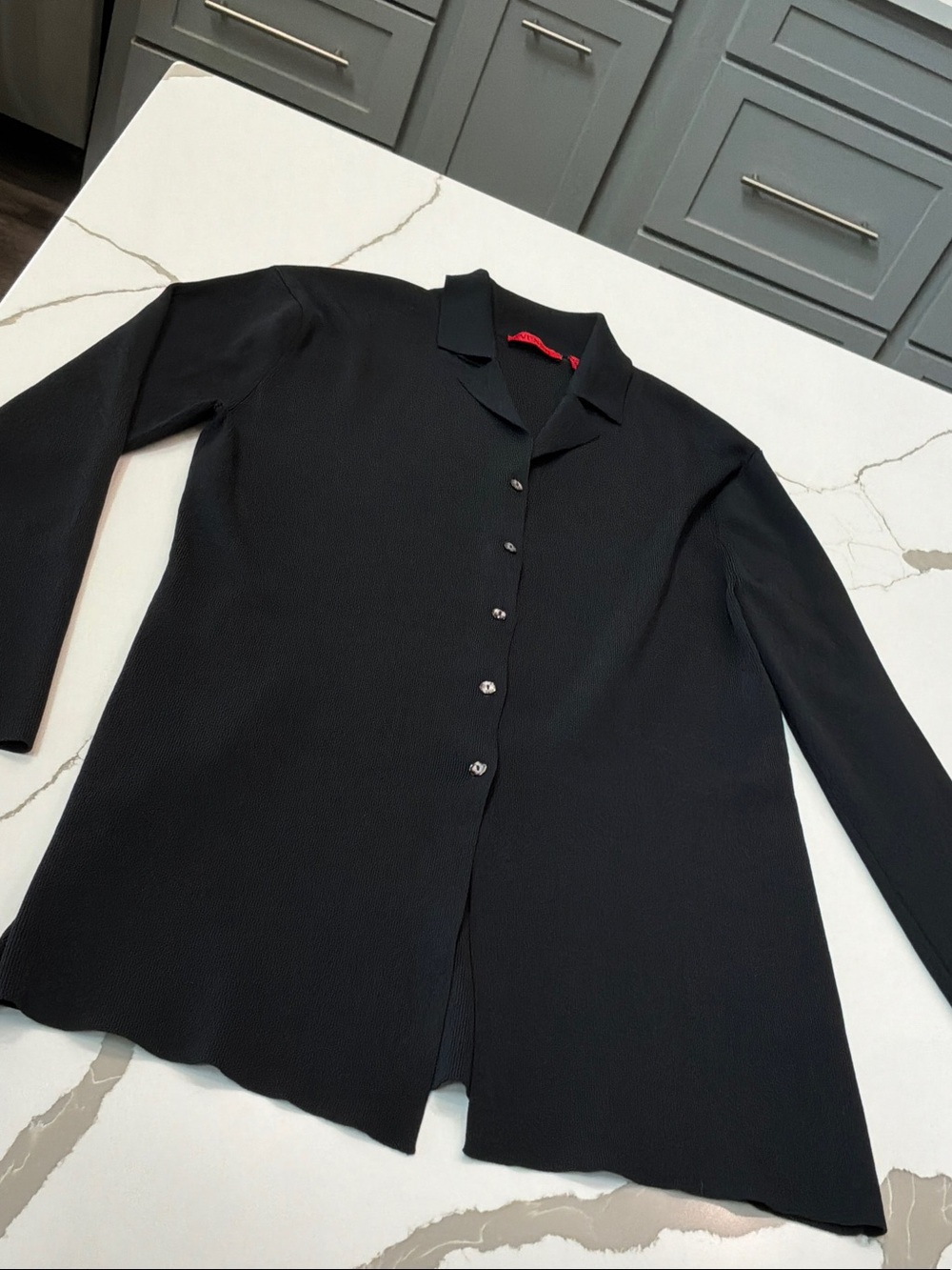 Venini Black Long-Sleeve Button-Down Cardigan Sweater Blouse Women Large